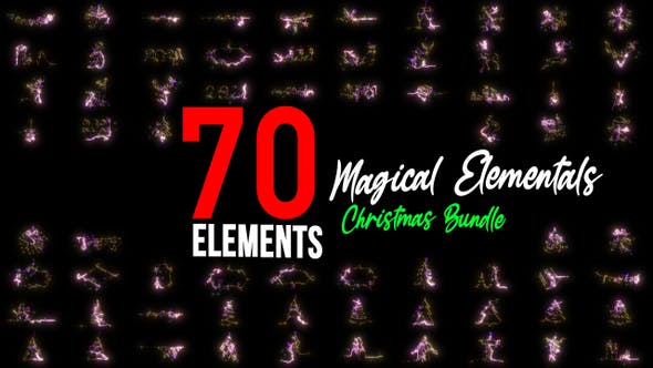 【4K视频素材】70个圣诞节日魔法粒子图形动画视频素材 Magical Elementals | Christmas Bundle Pack