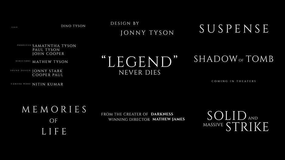 【AE模板】35种优雅大气电影片头片尾预告片演员职工介绍文字标题动画 Film Credits Pack v2插图(1)