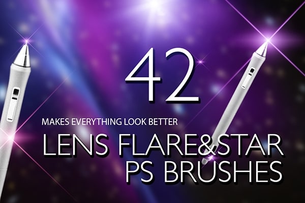 【PS笔刷】42支镜头光晕和星星Photoshop笔刷 42 Lens Flare & Stars Photoshop Brushes
