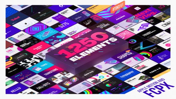 【FCPX插件】1449个社交媒体文字标题排版设计LOGO图形背景转场动画+音效 Graphics Pack