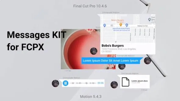 【FCPX插件】60个手机短信社交聊天弹窗对话气泡动画 Text Messages KIT
