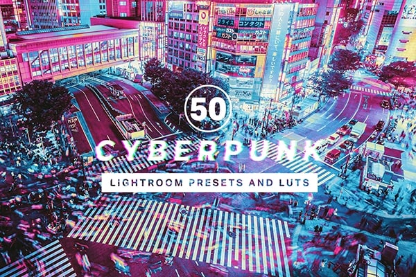 【调色预设】50款赛博朋克风未来科幻色彩Lightroom预设LUT调色预设 50 Cyberpunk Lightroom Presets LUTs