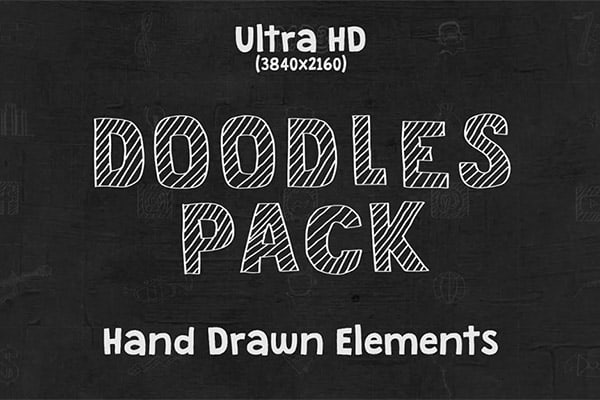 【FCPX插件】200个可爱卡通手绘线条涂鸦图形动画 Doodles Pack