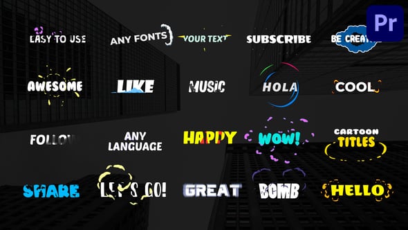 【PR模板】20个二维动漫卡通图形文字标题动画 Cartoon Titles