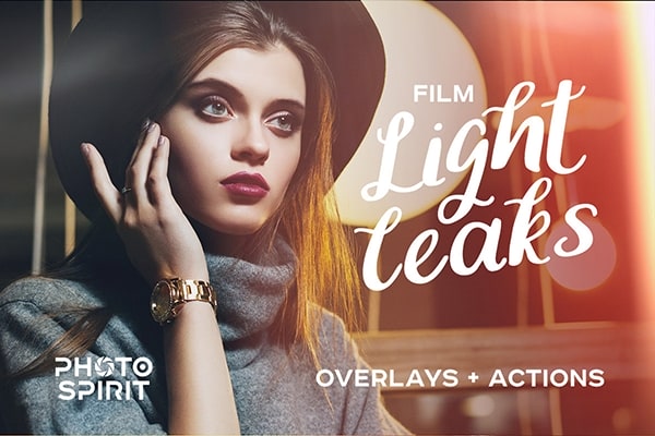 【图片素材】92张电影镜头漏光效果叠加+PS动作 Film Light Leaks Overlays