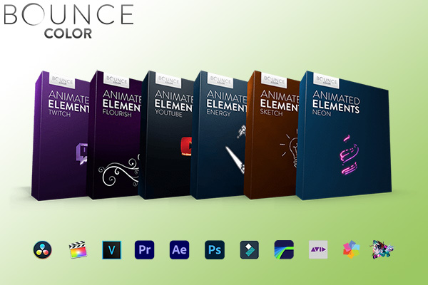 【6K视频素材】600个手绘卡通能量霓虹发光花纹线条图形动画 Bounce Color – Animated Elements Bundle