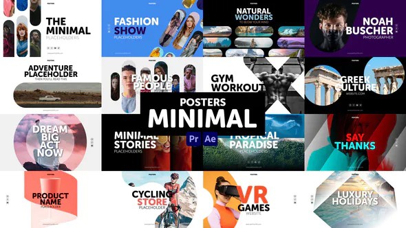 【AE/PR模板】时尚流行大标题图文海报设计视频动画 Posters Minimal