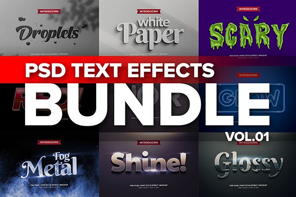 【PSD模板】Photoshop 3D文字效果套装1  Photoshop 3D Text Effects BUNDLE 1