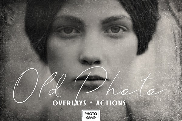 【图片素材】48张复古老照片灰尘划痕叠加素材+PS动作 Old Photo Effect Overlays + Actions