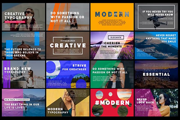 【AE模板】16组时尚现代动态文字标题排版动画 Dynamic Typography