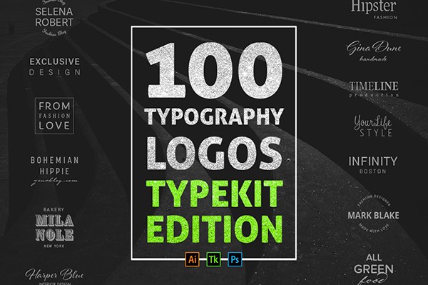 【艺术字体】100个不同风格的 Typekit Logo 字体标志排版设计（PSD,AI,EPS）Typography Logos Typekit Edition