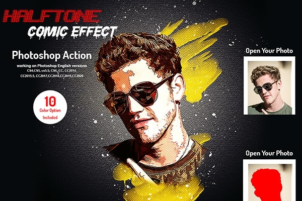 【PS动作】半色调漫画效果PS动作 Halftone Comic Effect PS Action