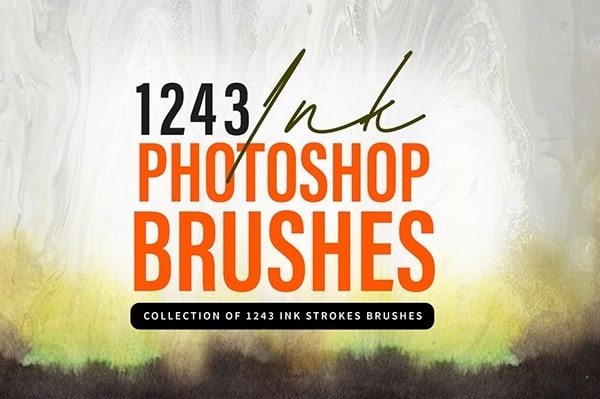 【PS笔刷】1240+中国风水墨画水墨笔触PS笔刷包 1243 Ink Stroke Brushes for Photoshop