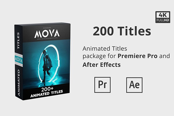 【AE/PR模板】200个简单实用文字大标题动画预设 Video Presets – Mova 200+ Animated Titles Pack