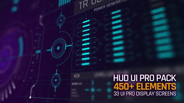 【AE模板】450个军事科技医疗UI界面HUD元素动画包 HUD UI Pro Pack