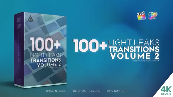 【FCPX插件】100种镜头漏光闪烁光效转场动画 V2 FCPX Light Leaks Transitions Vol 2