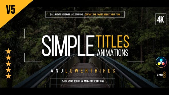 【达芬奇模板】30个创意简洁金色文字标题动画 Gold Simple Titles 4K