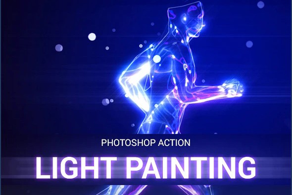 【PS动作】抽象霓虹灯发光光绘照片特效PS动作 Light Painting