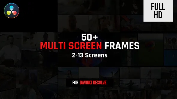 【达芬奇模板】50种多画面动态组合视频分屏预设 Multi Screen Frames Pack