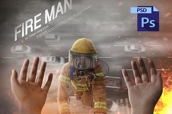 【PSD模板】20款消防员救火火警火灾消防安全宣传素材PSD模板
