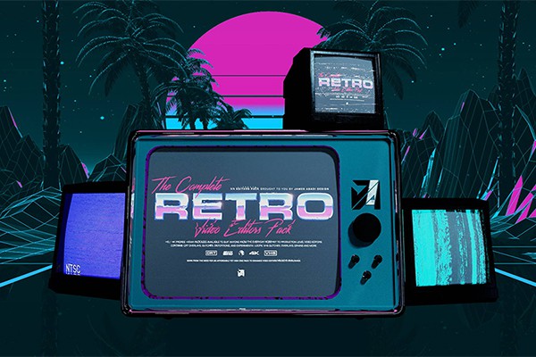 【4K视频素材】150组CRT复古故障失真闪烁视觉干扰VHS特效动画 The Complete Retro Video Editors Pack