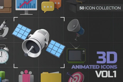 【视频素材】50个各类型实用三维生活图标动画 3D Animated Icons Vol1