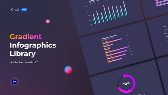 【PR模板】95个彩色渐变信息数据图表展示呼出指示线标注动画 Gradient Infographics MOGRT