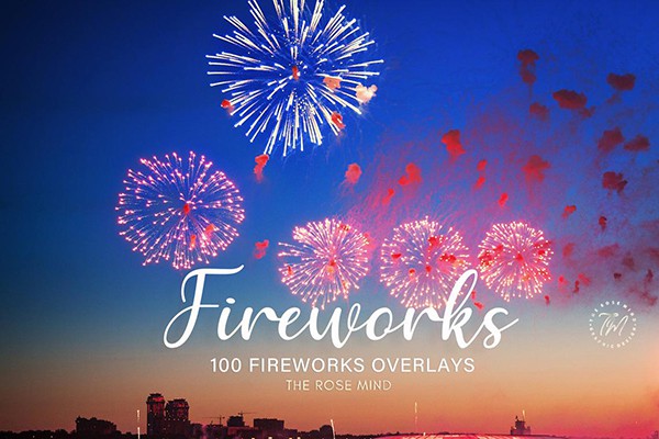 【图片素材】100张高清绚丽烟火烟花礼花绽放PNG图片叠加素材 Fireworks Overlays