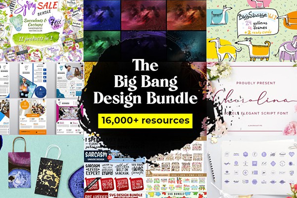 【图片素材】16000+商业设计贴图插画矢量图形标志艺术元素合集包 The Big Bang Design Bundle (16000+ iTems)