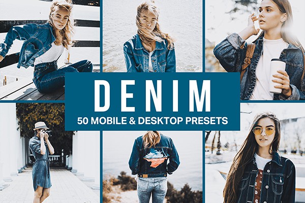 【调色预设】50款时尚牛仔街拍人像胶片Lightroom调色预设LUT预设 50 Denim Fashion Lightroom Presets