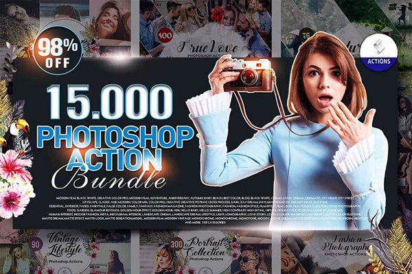 【PS动作】15000+高质量PS照片一键调色动作包合集 15000+ Photoshop Actions Bundle