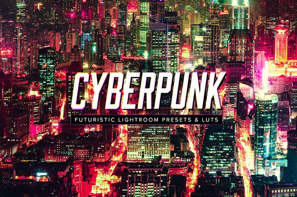 【调色预设】10款城市夜景赛博朋克Lightroom预设旅行Vlog视频调色LUT预设 Cyberpunk Lightroom Presets & LUTs