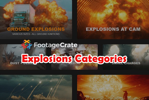 【4K视频素材】190+爆炸烟雾火焰燃烧气体爆炸核爆炸4K高清视频VFX合成素材 Production Crate – Explosions Categories