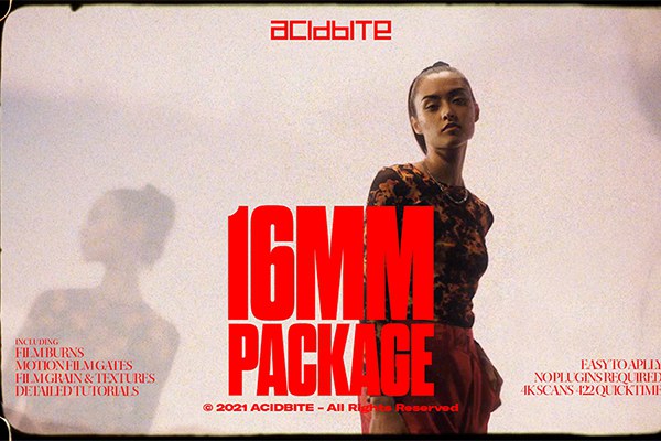 【4K视频素材】31个16毫米电影胶片灼烧污渍噪点刮痕动画4K视频素材 AcidBite – 16mm