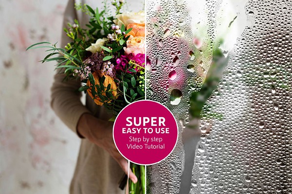 【PS动作】照片一键生成朦胧雾气水珠湿玻璃效果PS动作 Foggy, Rainy Window Photoshop Action