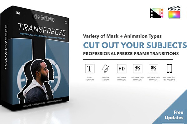 【FCPX插件】冻结帧定格切割剪切画面效果转场动画插件 Pixel Film Studios – TransFreeze