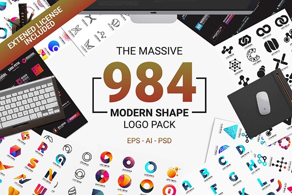 【矢量素材】984款时尚现代标志LOGO设计元素矢量素材 984 Modern Logo Shape
