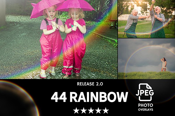 【图片素材】44张高清雨后彩虹效果照片后期叠加合成素材 44 Rainbow Photo Overlays