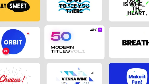 【PR模板】50个现代时尚精美文字标题动画 Modern Titles Vol.1 for Premiere Pro
