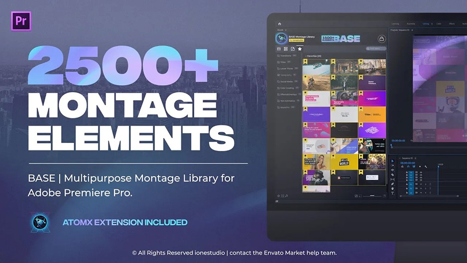 【PR脚本】2500个视频无缝转场文字标题图形设计音效调色分屏特效预设包 BASE V2  For Premiere Pro