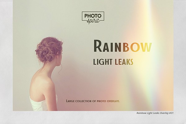 【图片素材】60张彩虹光镜头光效照片叠加合成素材+PS动作 Rainbow Light Leaks Overlays
