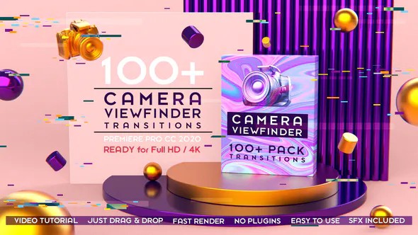 【PR模板】100种摄像机对焦取景器效果转场过渡预设 Camera Viewfinder Transitions Pack 100+