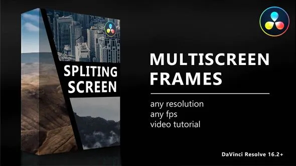 【达芬奇模板】14组动态网格画面组合视频分屏预设 Multiscreen Frames for DaVinci Resolve