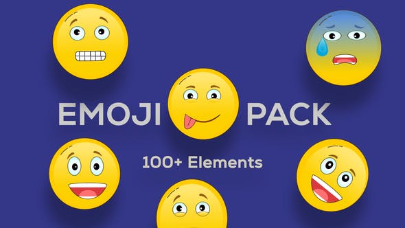 【AE模板】100个可爱卡通表情符号动画 Emoji Animation Pack