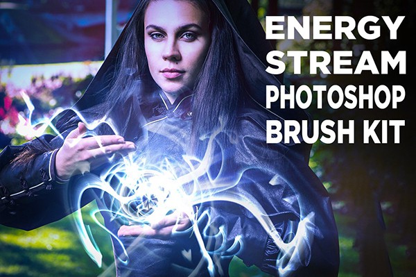 【PS笔刷】25款高分辨率魔法能量线条环绕PS笔刷 Energy Stream Brush Resources