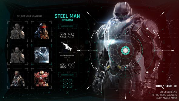 【AE模板】456个未来科技军事战争游戏UI界面HUD图形元素动画 HUD GAME UI