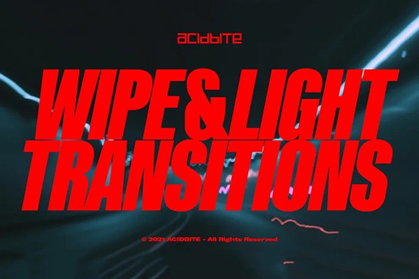【4K视频素材】61个灯光拖尾动态模糊移动擦拭过渡无缝转场动画 AcidBite – Wipe Light Transitions