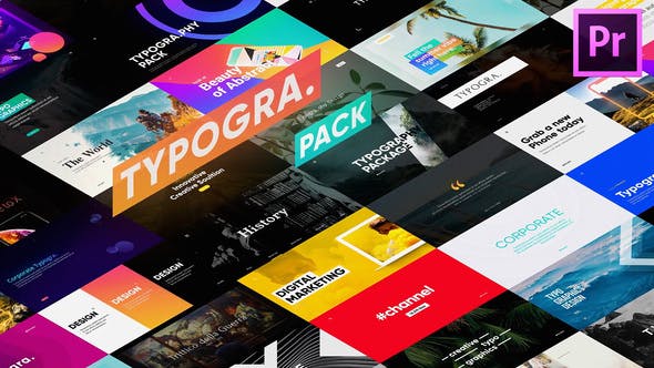 【PR预设】32个现代简洁图形文字标题排版动画 Typography Pack for Premiere Pro
