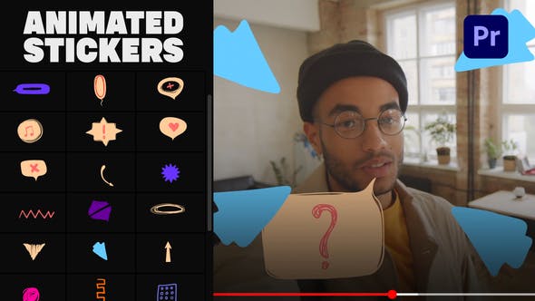 【AE/PR模板】37个综艺卡通手绘涂鸦箭头气泡抽象图形动画 Abstract Scribble And Speach Bubbles Animations