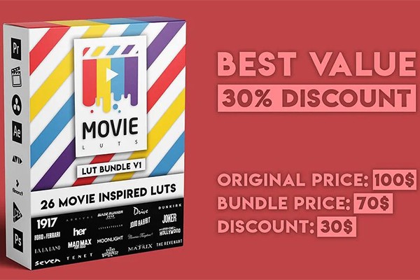 【调色预设】27组好莱坞电影大片风格LUTS调色预设 Movie LUTs Bundle V1